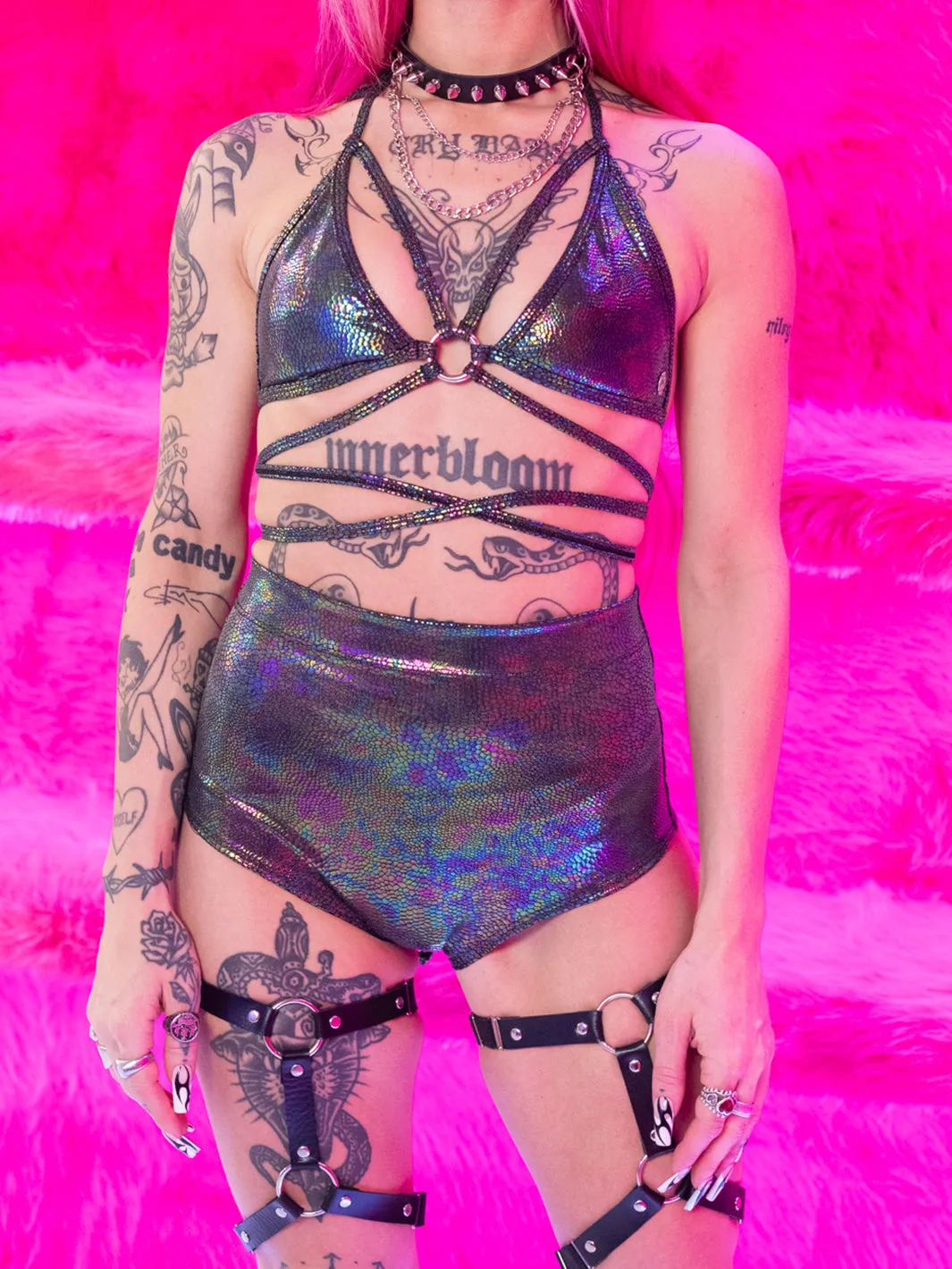 TRIANGLE WRAP TOP - OIL SLICK SNAKE