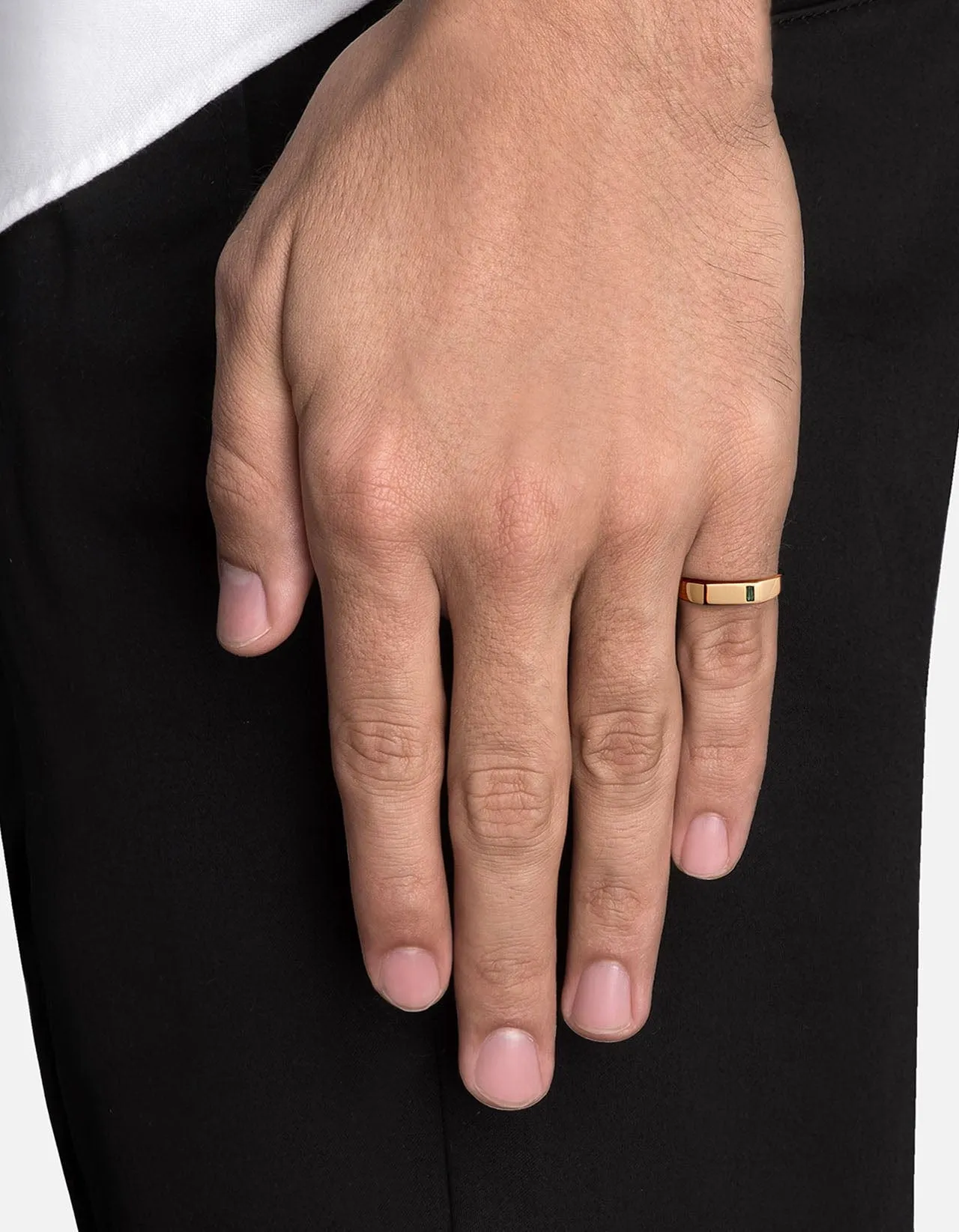 Valor Quartz Signet Pinky Ring, Gold Vermeil