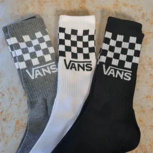 Vans Classic Check Crew Socks 3 Pack Black White Grey