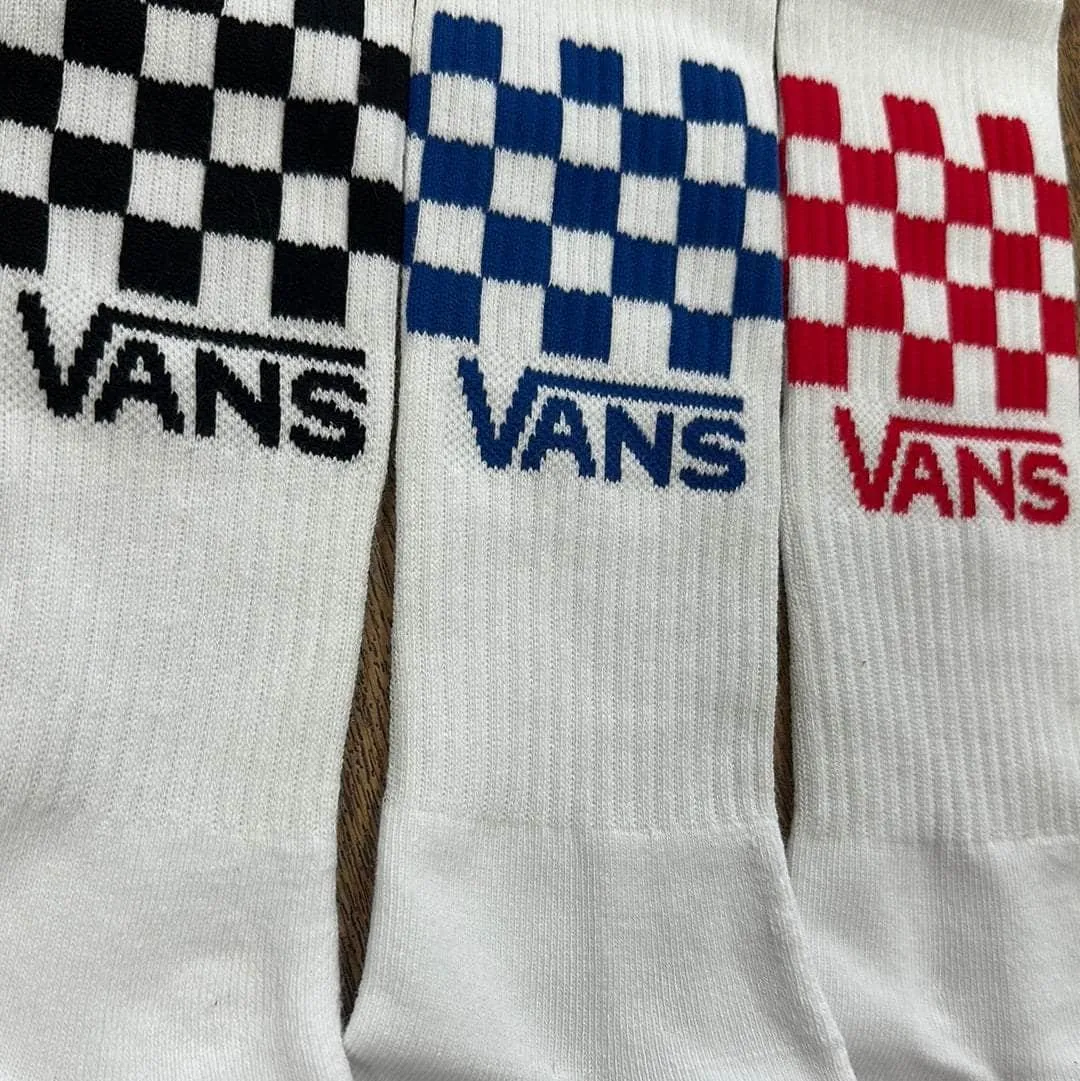 Vans Classic Check Crew Socks 3 Pack White