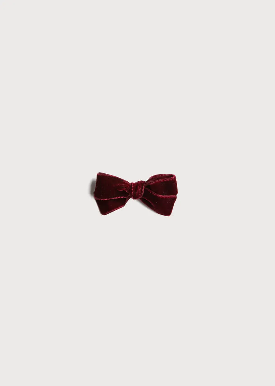 Velvet Medium-Bow Clip in Burgundy