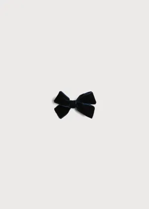 Velvet Medium-Bow Clip in Navy