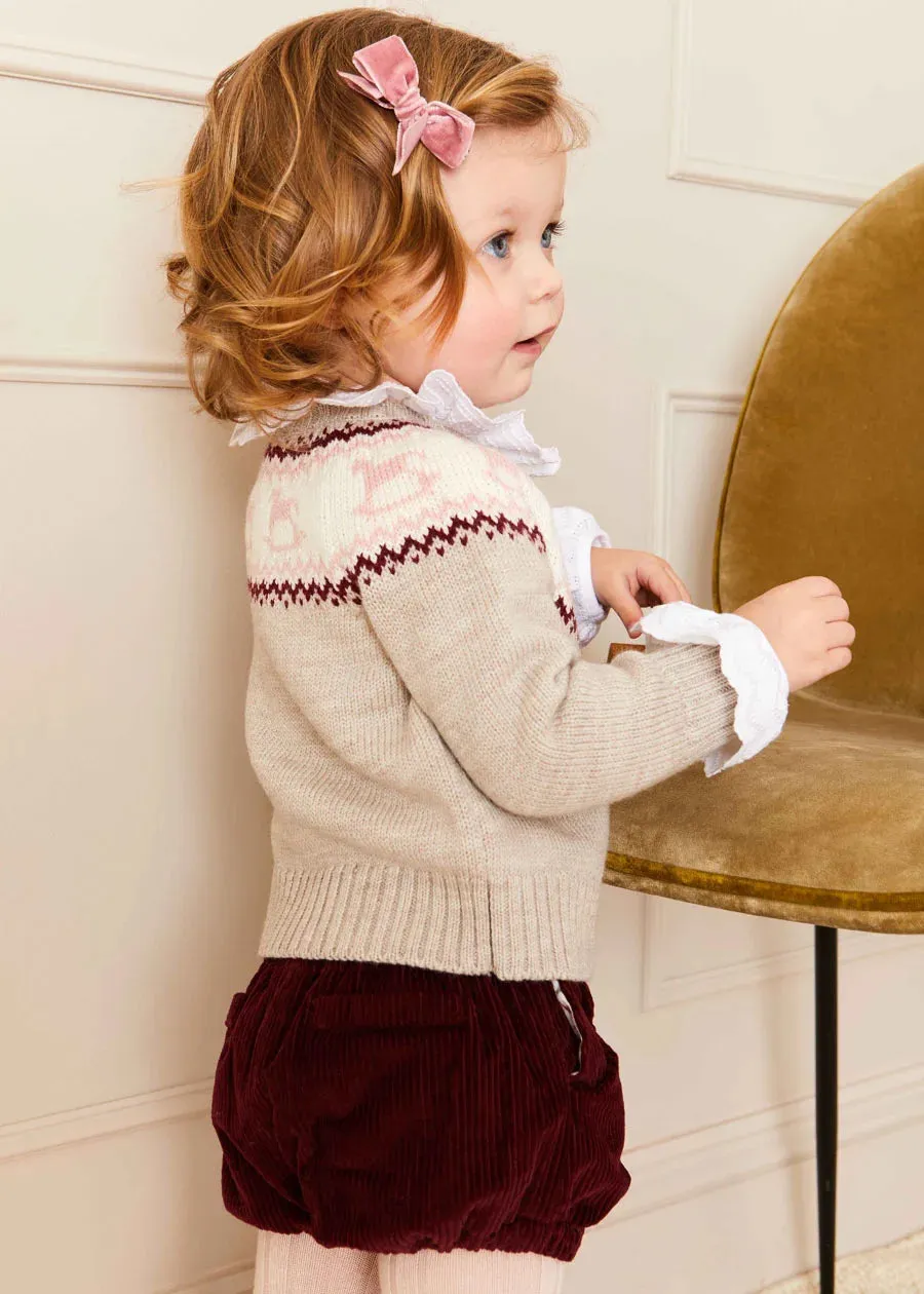 Velvet Medium-Bow Clip in Pink