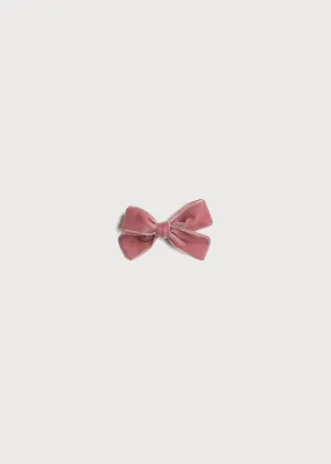 Velvet Medium-Bow Clip in Pink