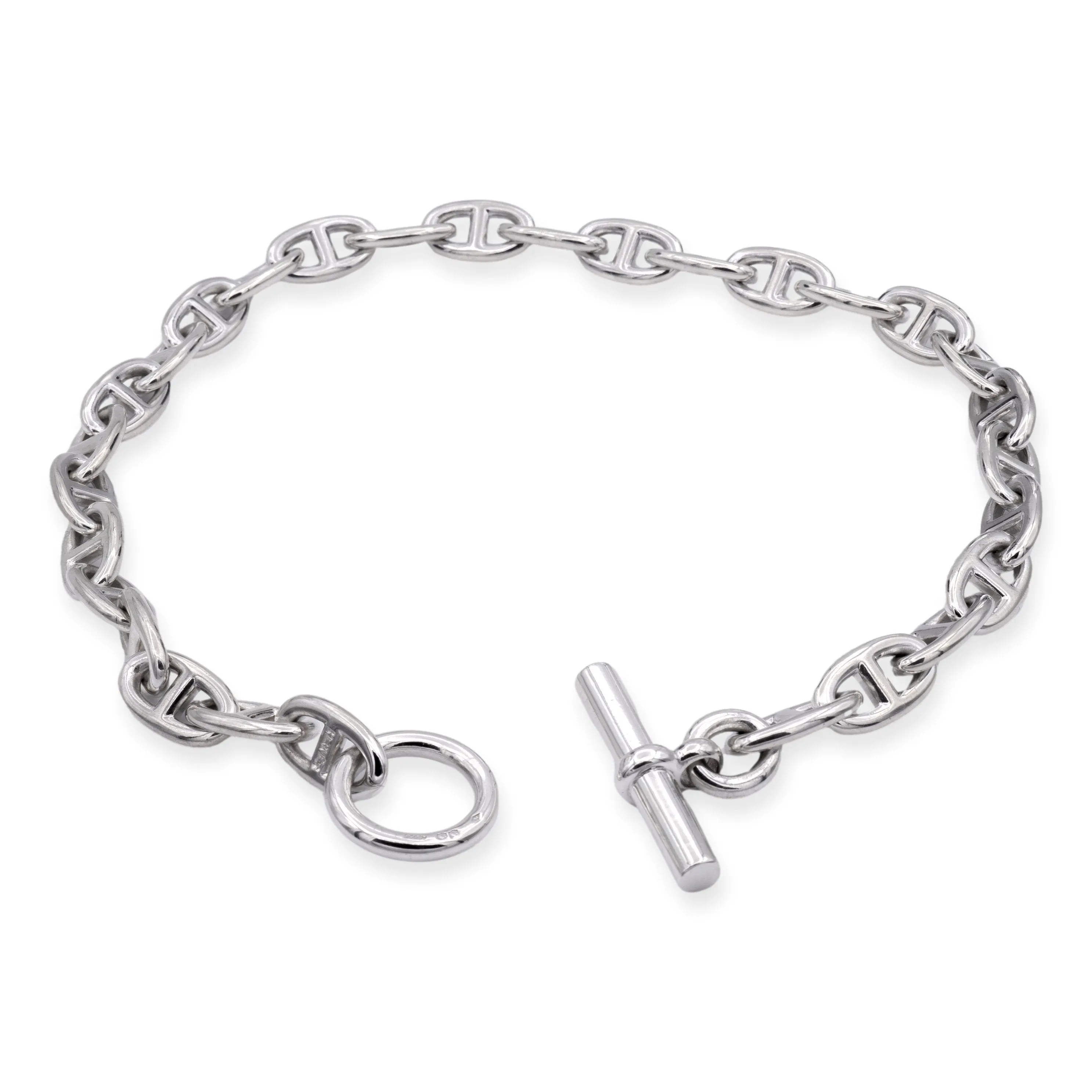 Vintage Hermes Chaine D'Ancre Sterling Silver Large Link Toggle Necklace 17"