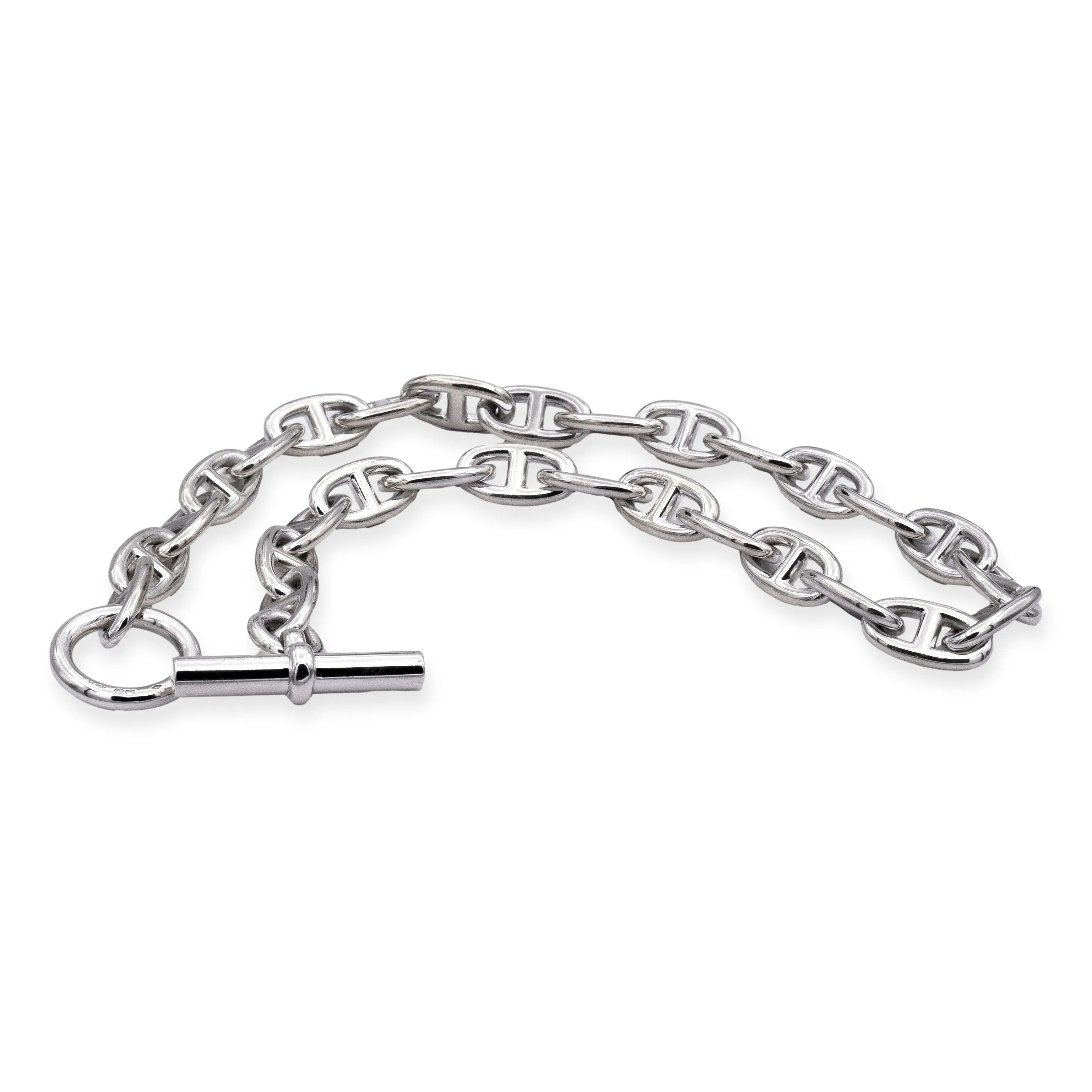 Vintage Hermes Chaine D'Ancre Sterling Silver Large Link Toggle Necklace 17"