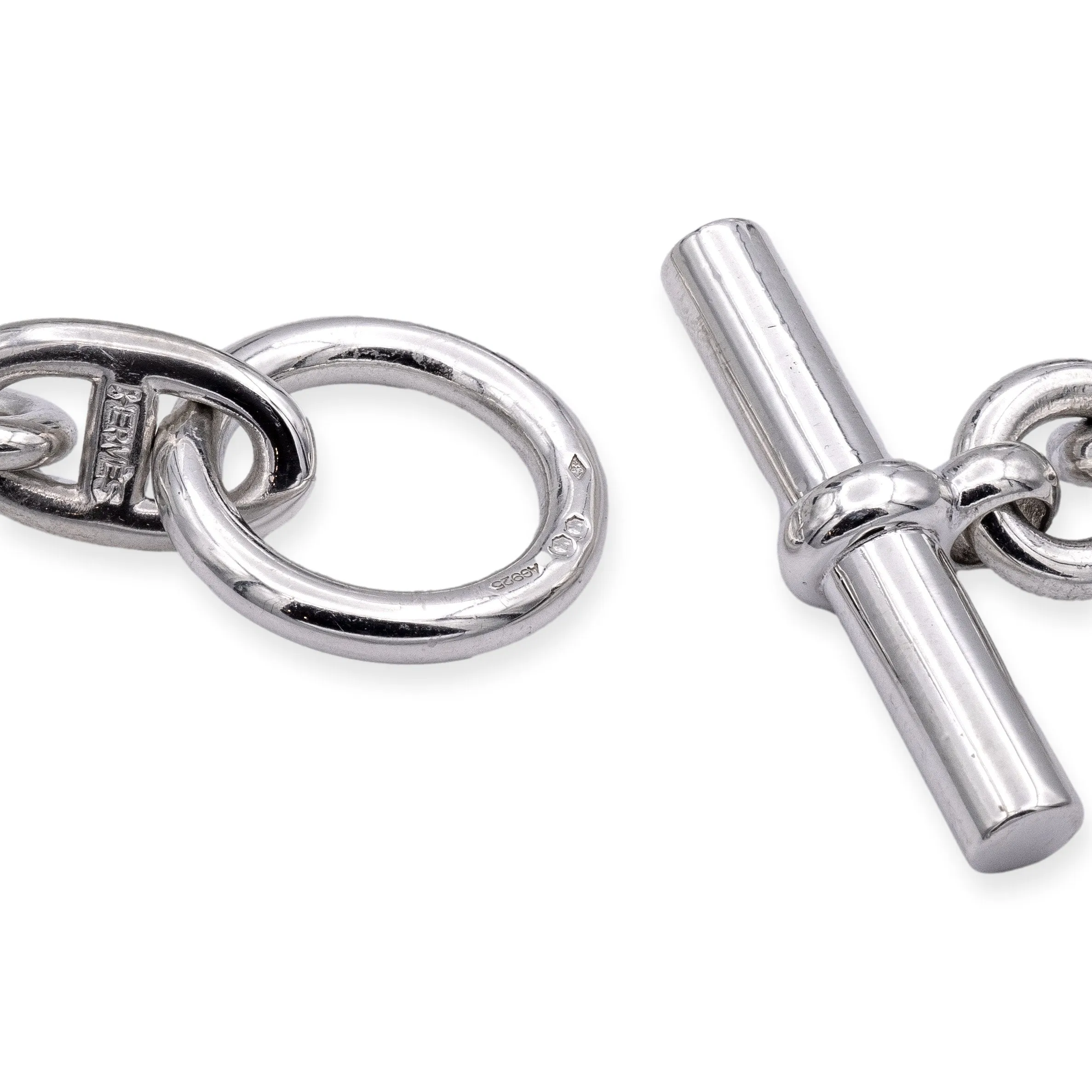 Vintage Hermes Chaine D'Ancre Sterling Silver Large Link Toggle Necklace 17"