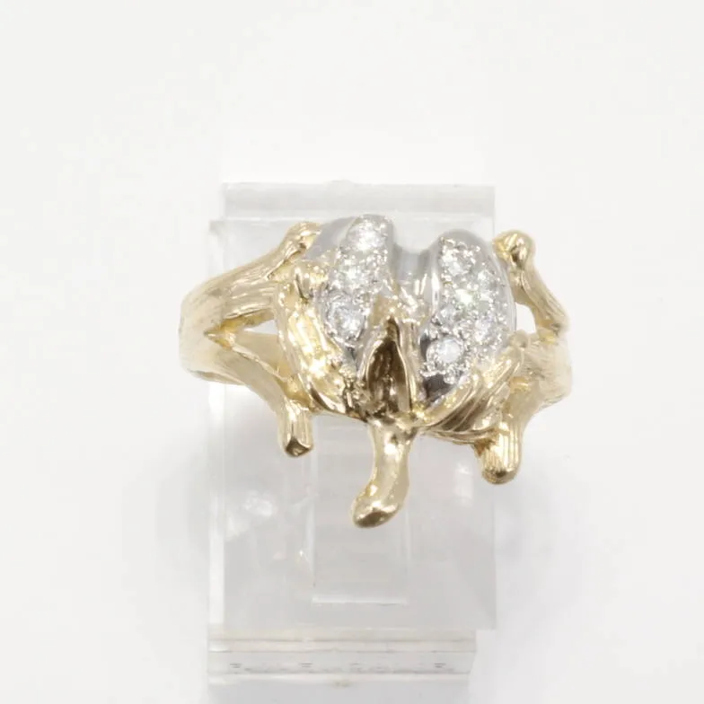 Womans Diamond Cotton Boll Ring