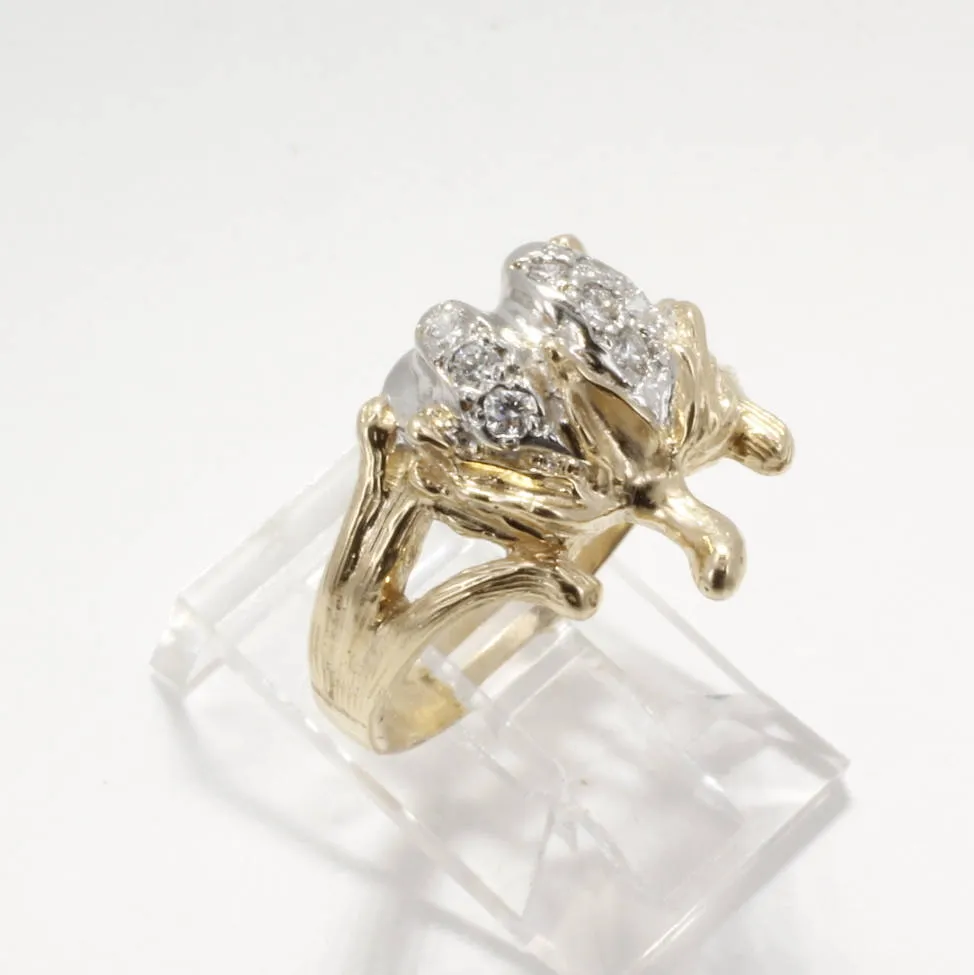 Womans Diamond Cotton Boll Ring