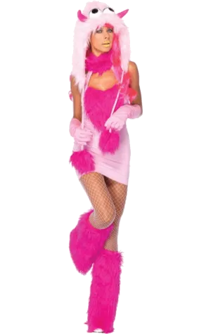 Womens Pink Puff Monster Costume