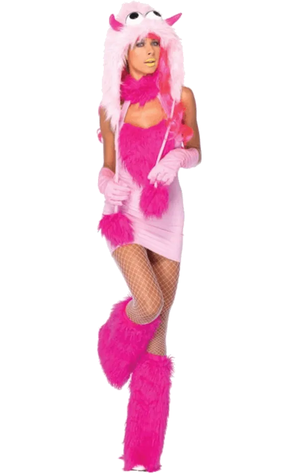 Womens Pink Puff Monster Costume