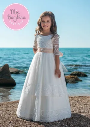 Wonderful First Communion Dress with Lace Sleeves
