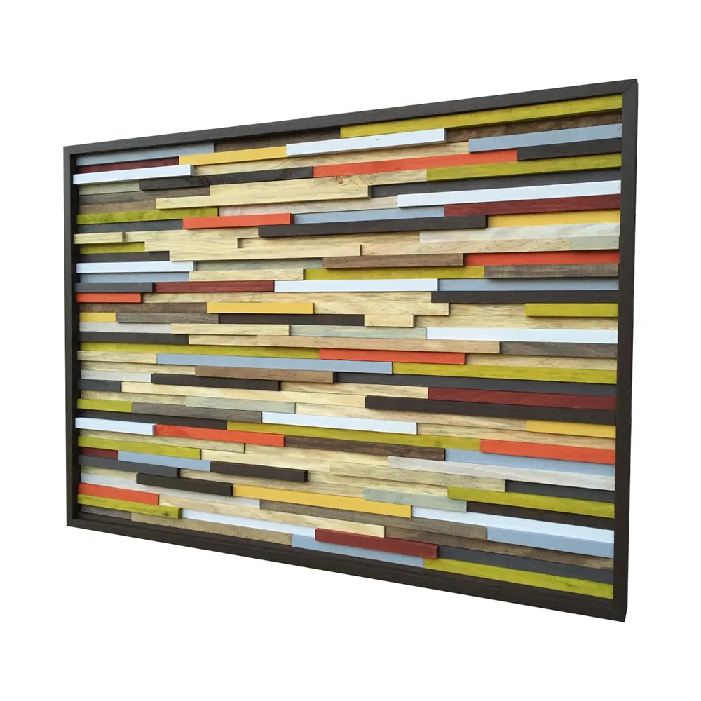 Wood Wall Art - Skinny Rectangles - Reclaimed Wood - Abstract Sculpture 42X30