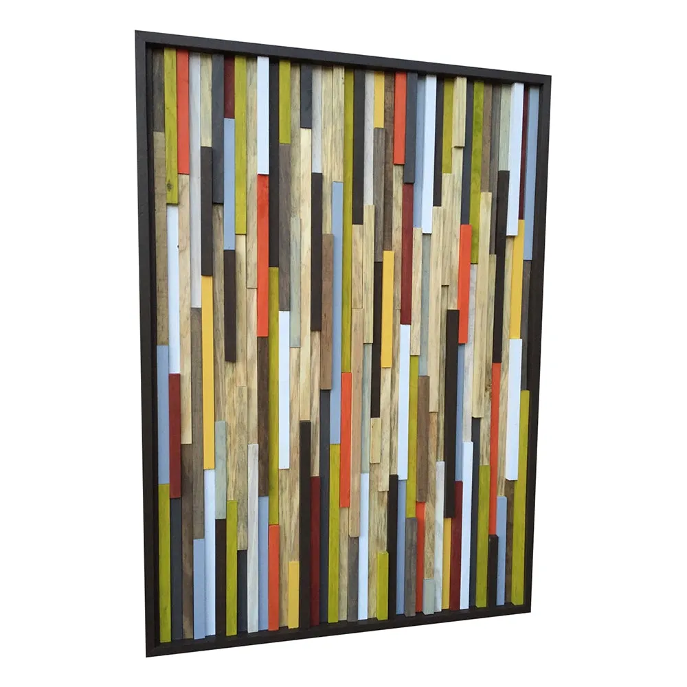 Wood Wall Art - Skinny Rectangles - Reclaimed Wood - Abstract Sculpture 42X30