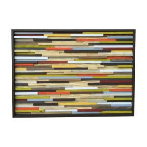 Wood Wall Art - Skinny Rectangles - Reclaimed Wood - Abstract Sculpture 42X30