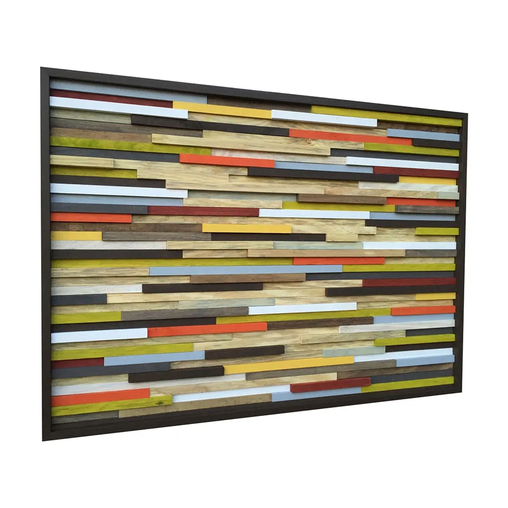 Wood Wall Art - Skinny Rectangles - Reclaimed Wood - Abstract Sculpture 42X30