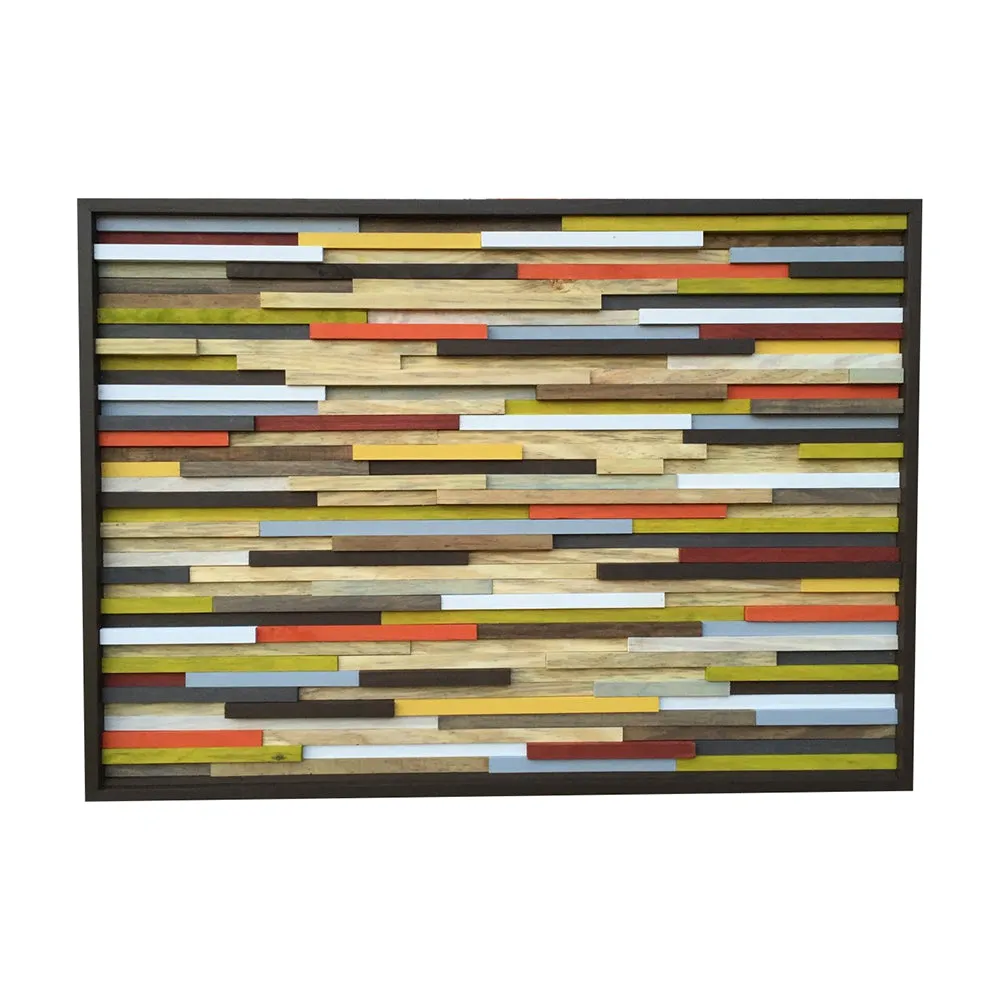 Wood Wall Art - Skinny Rectangles - Reclaimed Wood - Abstract Sculpture 42X30