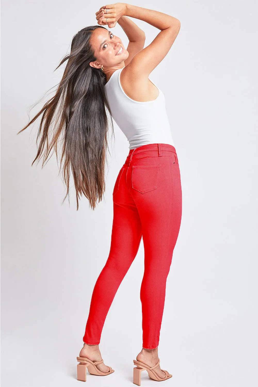 YMI Jeanswear Red Hyperstretch Mid-Rise Skinny Jean Small-3XL