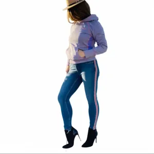 Zara Sports Stripe Skinny Leggings Rip Jeans